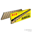 Cadena moto paso 520 VX3 - 120 GJP CON  X ORING DORADA - CANDADO SEGURO CLIP  / DID