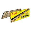 Cadena DID 520 VX3 dorada reforzada X-Ring 120 eslabones con candado clip