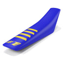 Funda de asiento Onegripper Ribbed azul-amarillo para moto enduro y motocross Yamaha, Suzuki y Sherco
