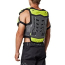 Jofa Fox Raptor amarillo/gris puesta, vista trasera con protector de espalda y espalda baja extendida