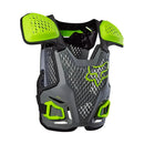 Jofa niño Fox R3 Youth gris/amarillo vista frontal, protector de pecho juvenil ventilado con hombreras amarillas