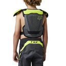 Niño usando jofa Fox R3 Youth gris/amarillo, vista trasera con protección de espalda alta y correas
